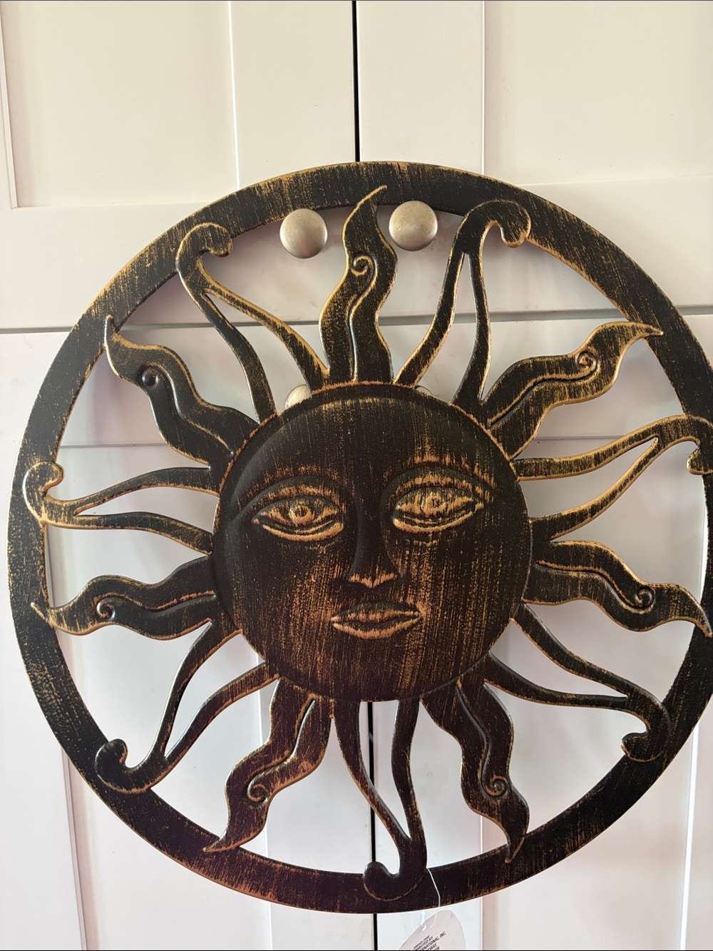 Rustic Black and Gold Sun Wall Decoration. New 18’18